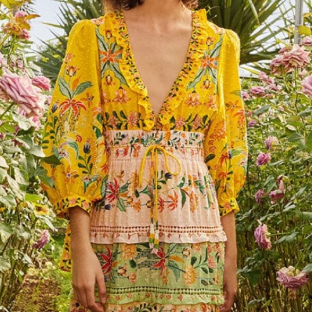 FARM RIO‼️‼️ Mixed Delicate Flowers Long Sleeve
Maxi Dress‼️ - Picture 7 of 10